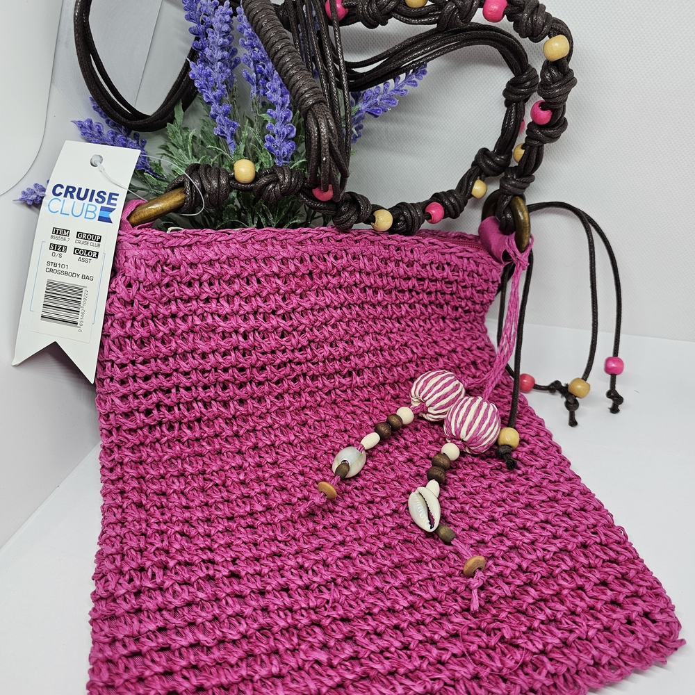Pink Crochet Shoulder Bag